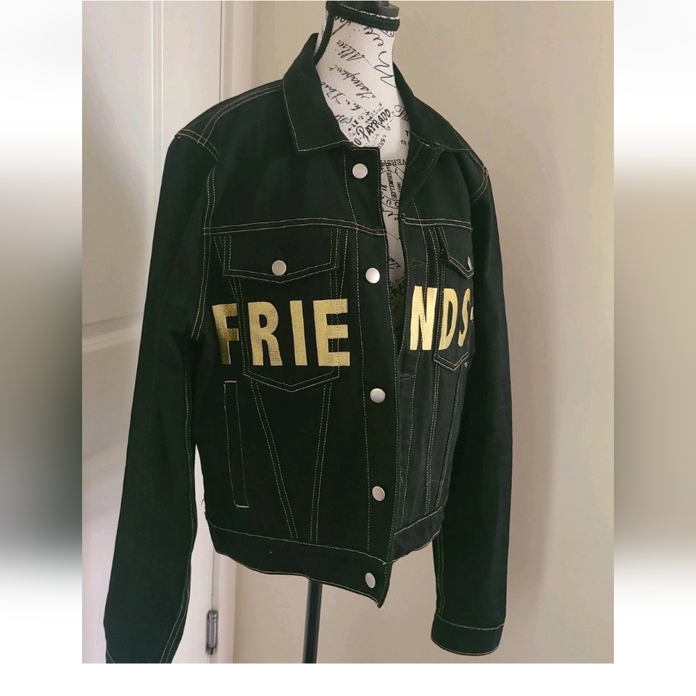 VLONE  Friends Denim Jacket Streetwear Black Unisex Size M NWOT